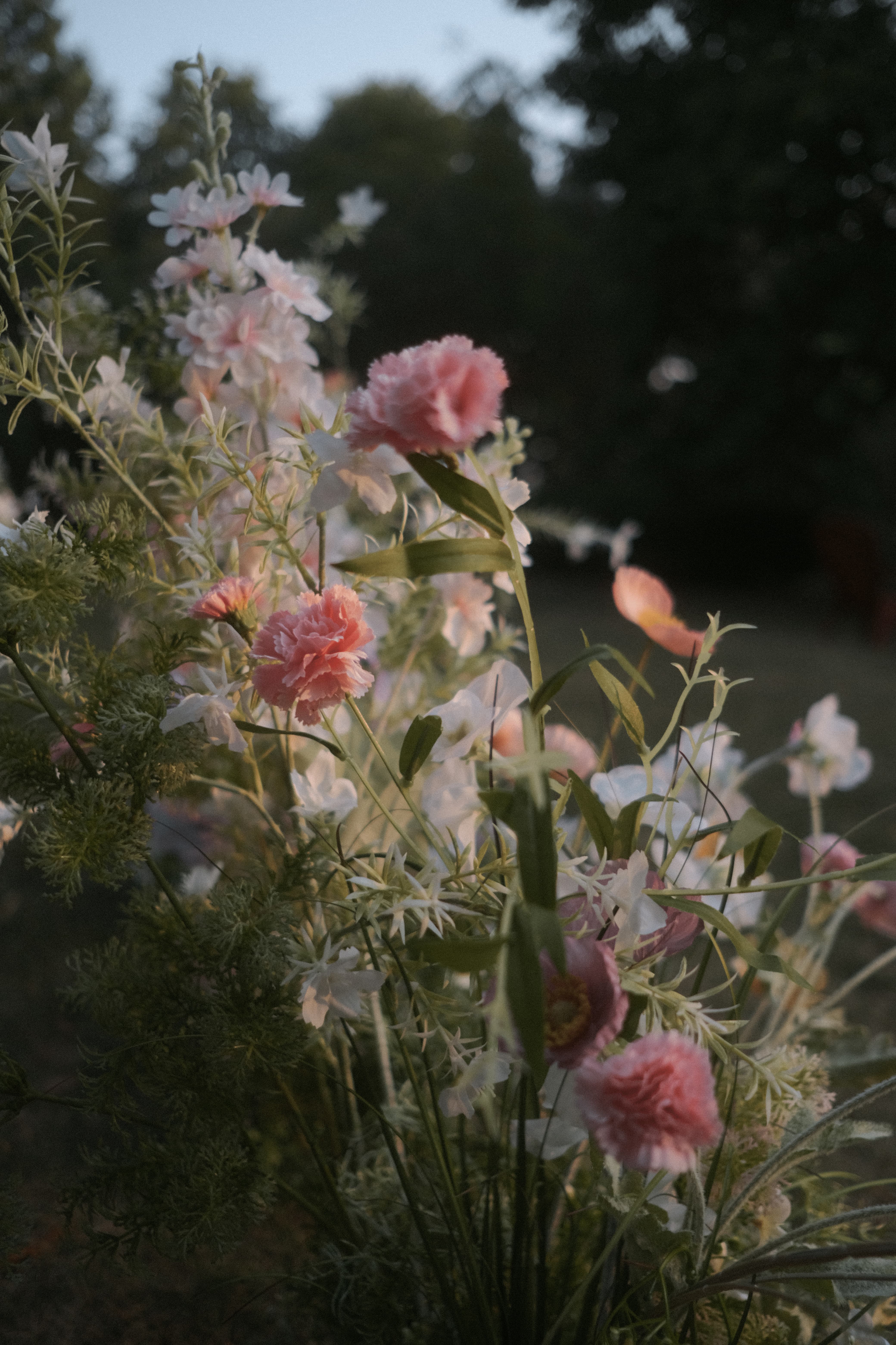 Detailed view of the mixed floral arrangement